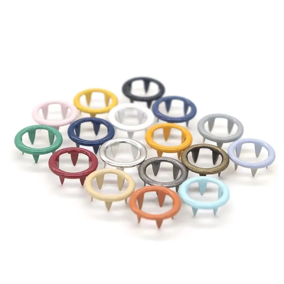 Hot selling colorful painted metal stainless steel prong ring snap button for baby clothes