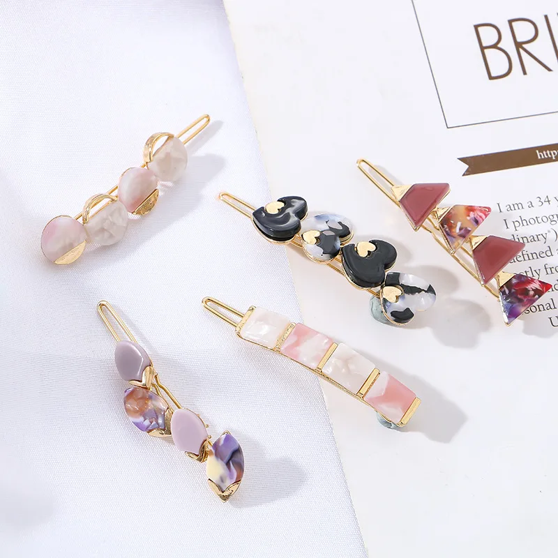 
Genya Trendy Side Clip Acetic Acid Hairpin Geometric Shape Fringe Hair Clip For Ladies 