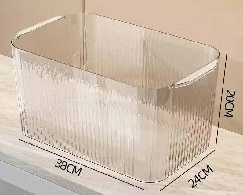 Transparent acrylic storage box desktop multifunctional sorting box plastic clear waterproof large round storage box