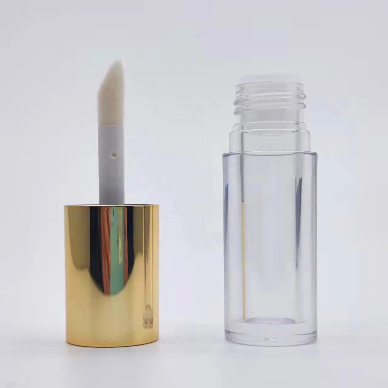 Holographic Lip Gloss Tube Clear Gold Empty Lip Gloss Tubes 10ml Big Brush Head Lip Balm Container Custom Logo