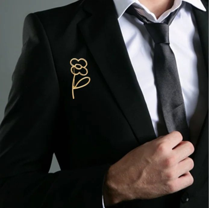 Fashion luxury gold plated flower brooches for girl women jewelry trendy