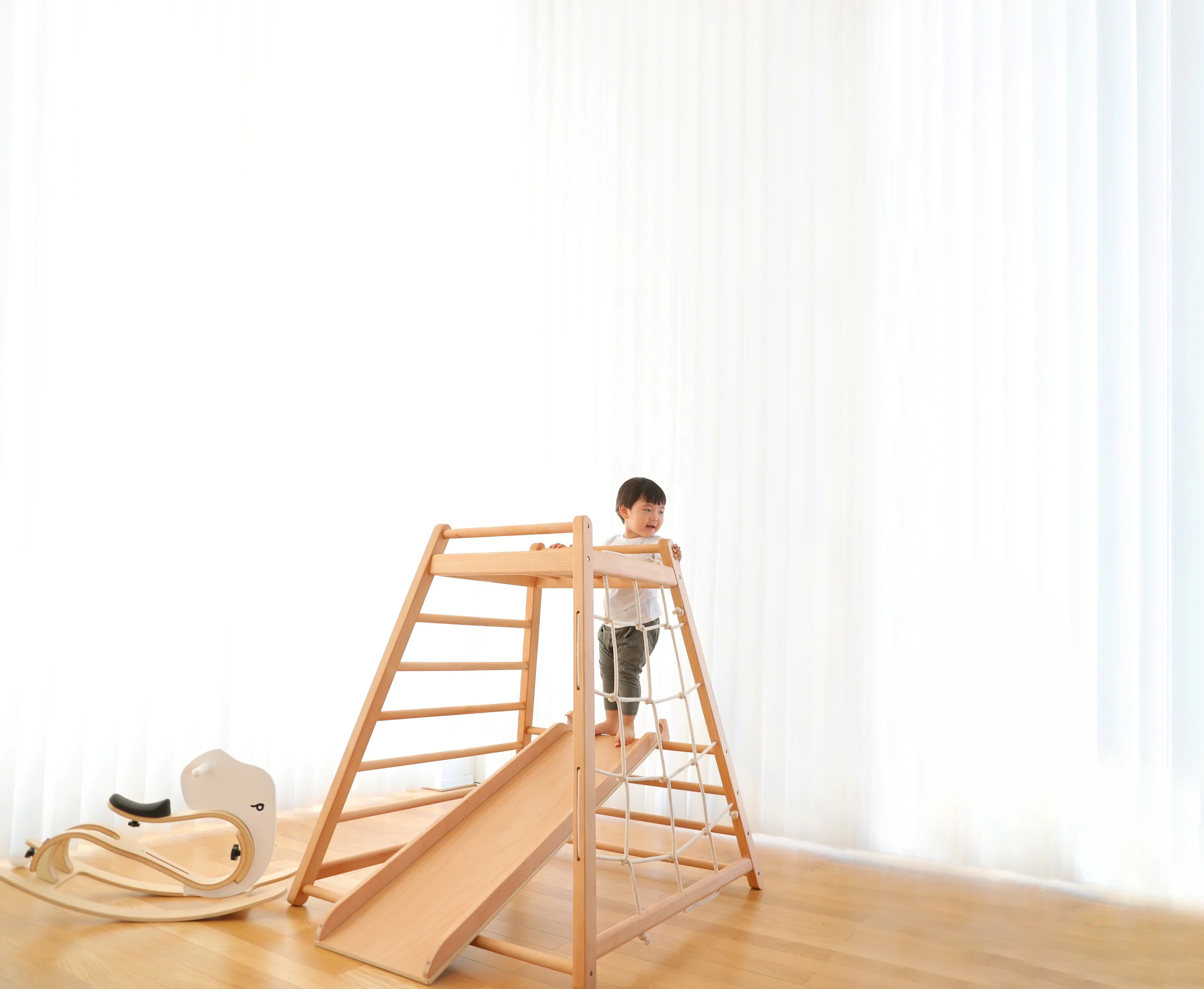 High Quality Multi-function Wooden Mall Indoor Playground Kids 3 in 1 Slide for Home