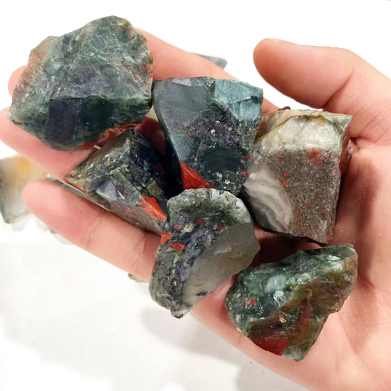 Natural Stone Healing Crystal Mineral Specimen Rocks Quartz Reiki Bloodstone Raw Stones for Decorate