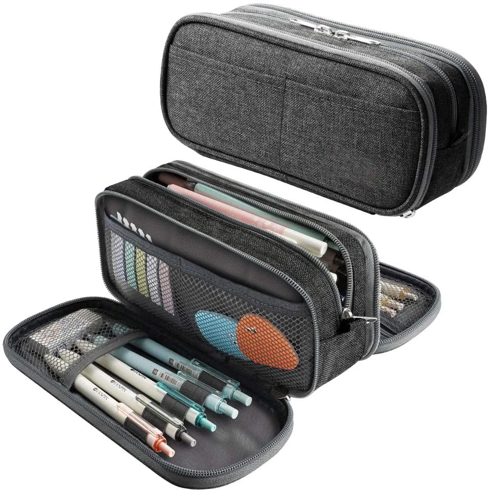 Fashion Large Capacity Custom Canvas school Pencil Case for students kids pencil pen bag