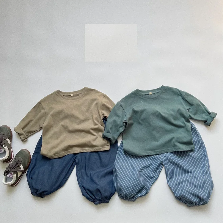 Wholesale Baby Boy Clothes T Shirt Toddler Long Sleeve Cotton Vintage Kids Oversized T-Shirt Baby