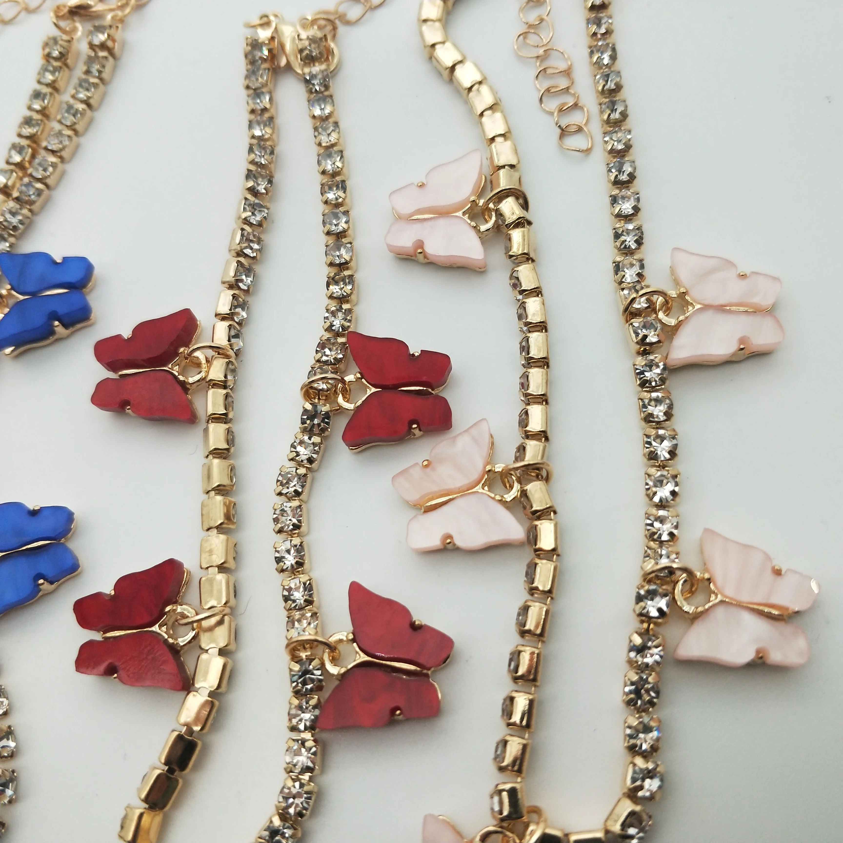 
Wholesale Crystal Butterfly Anklet Stainless Steel Women Jewelry Diamond Tennis Butterfly Ankle Bracelet Butterfly Anklet 