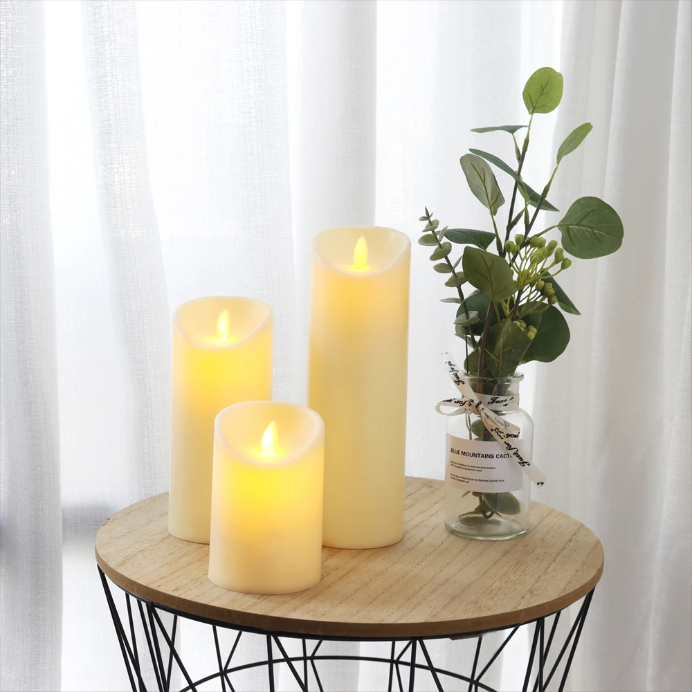 Simulated LED Plastic Candle Artificial LED Light Various Size Battery Powered Candle Set Warm Light Candle With Remote Control