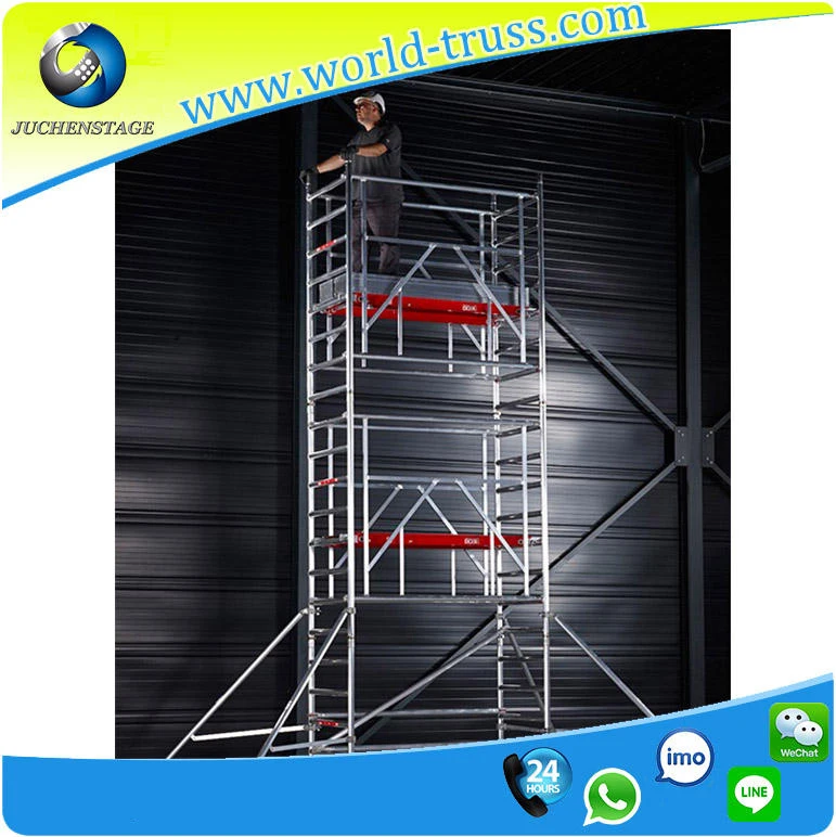 1500KG Loading Capacity Mobile Frame Brace Ladders Aluminum Scaffold Stairs Construction Scaffolding With Boards