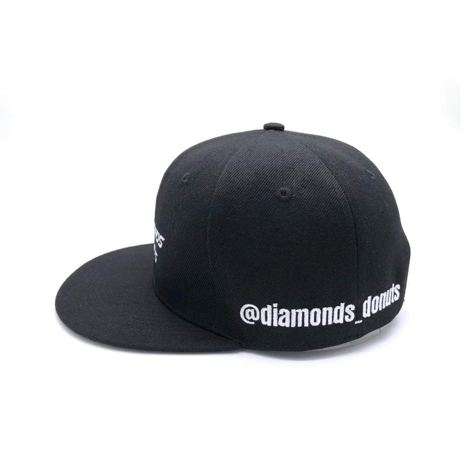 
acrylic fabric black hip hop snapback cap custom 