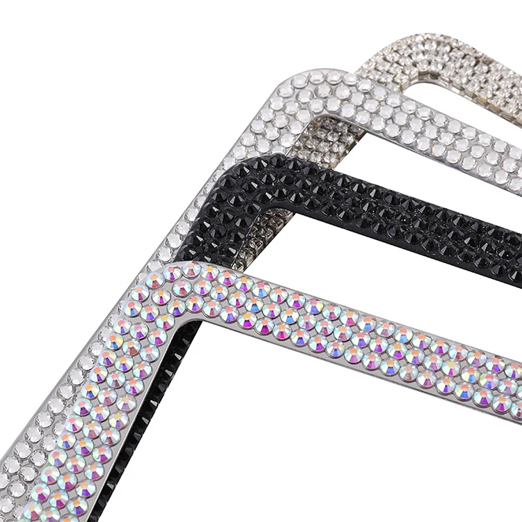 Bling Rhinestone License Plate Frame for Women Thin Border Luxury Diamond License Plate Frames Sparkly Stainless Steel