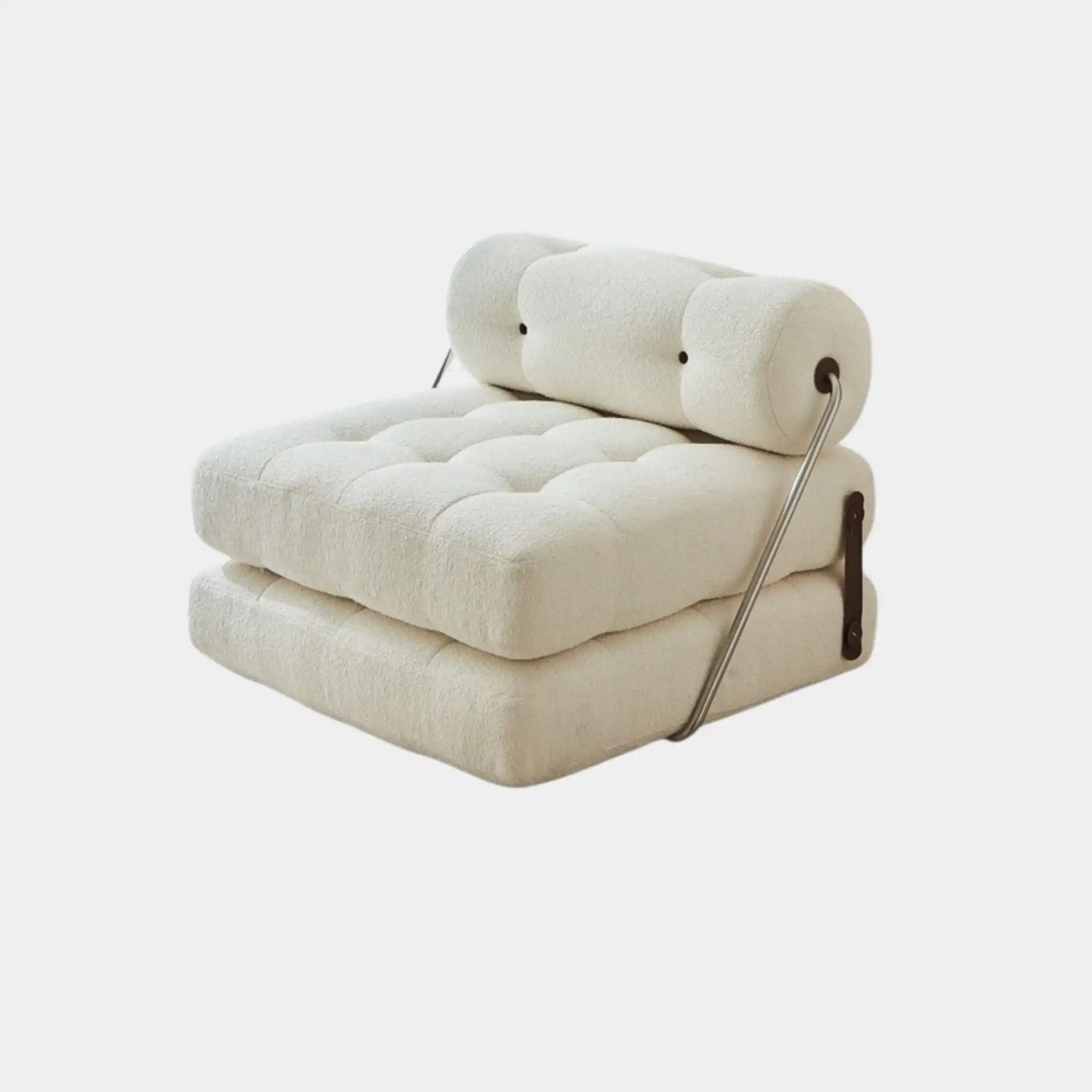 Portable Sofa Bed Comfortable Modern Multipurpose Beige Upholstered Lazy Chair For Home Indoor