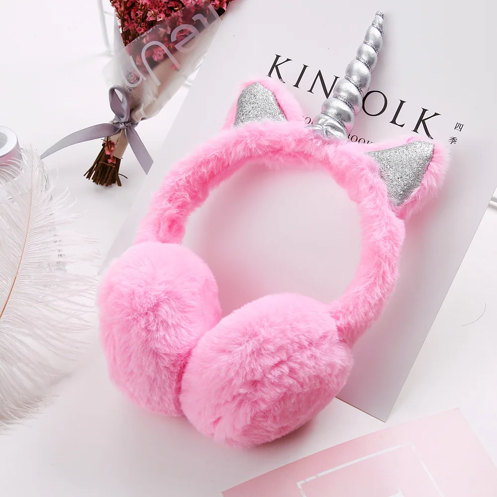 Go Party wholesale Hot winter faux fur unicorn headband warm earmuffs