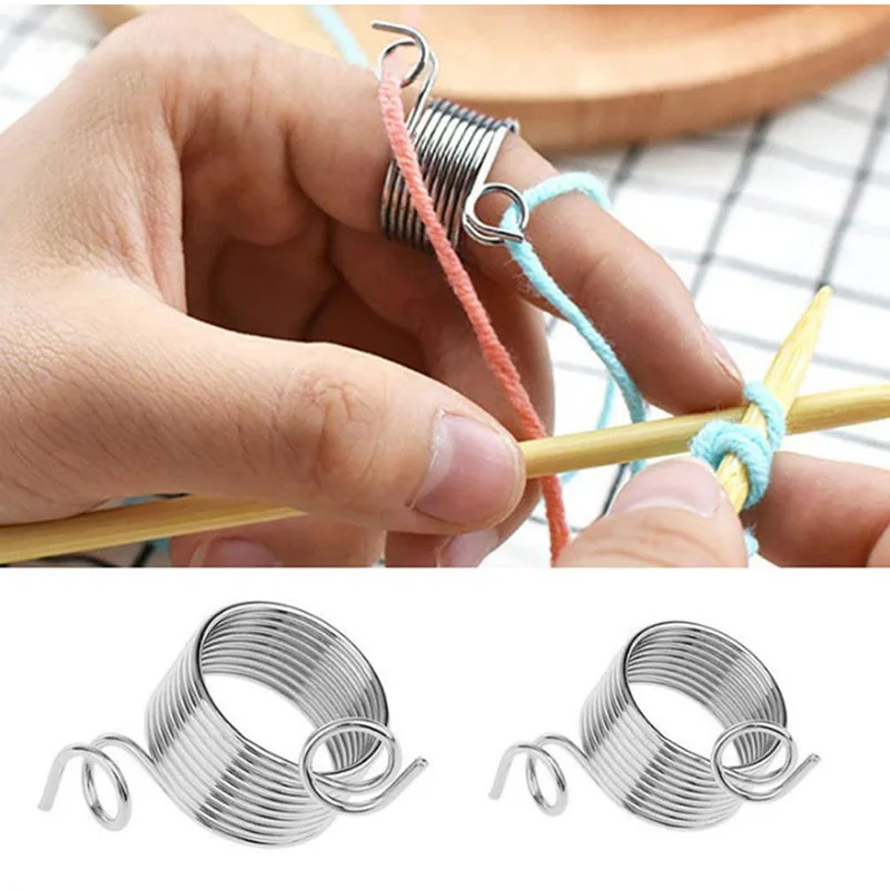 Yarn Guide Finger Holder Braided Ring for Faster Knitting Open Finger Ring Adjustable Crochet Loop Knitting Ring