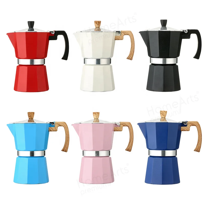 Factory price italian manual stock 3/6 cups aluminum white mocha coffee maker odm moka pot