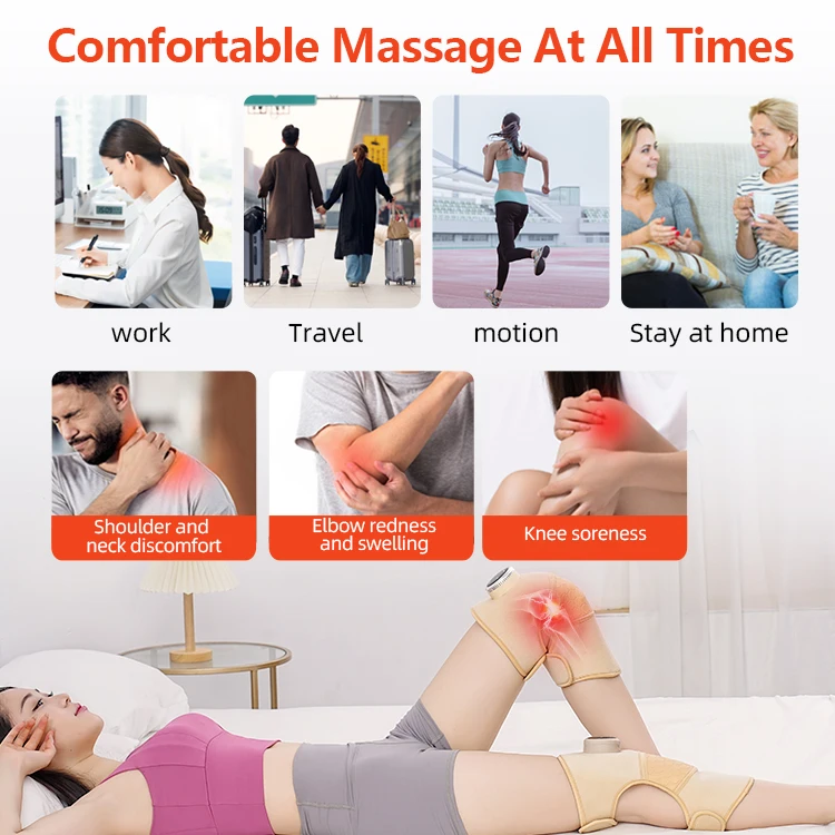 New Electric Vibrating And Air Compression Knee Care Massager Cordless Pneumatic Knee Joint Massager With Heat