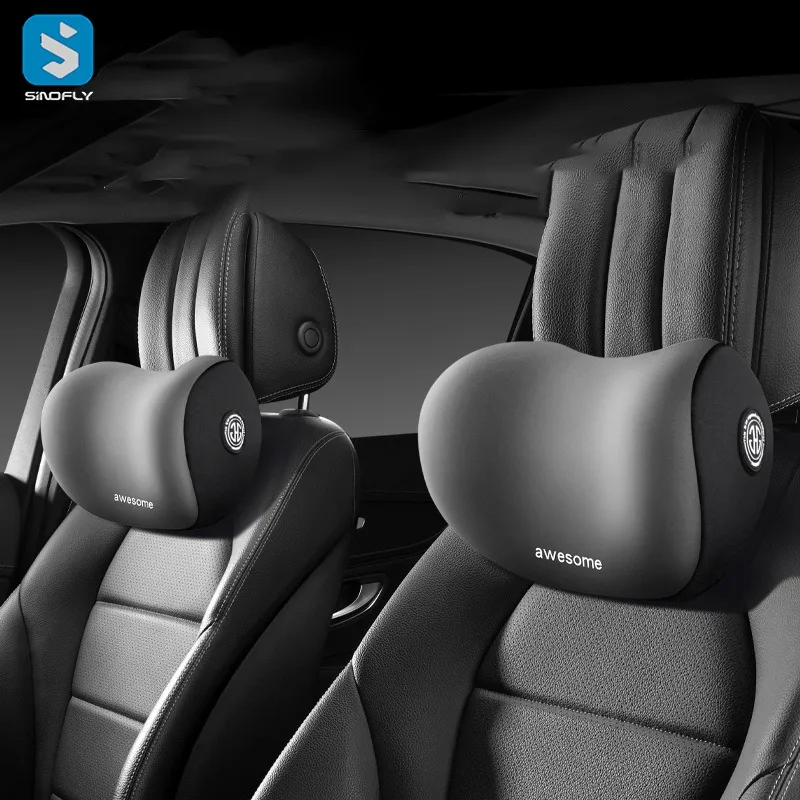 Memory Foam Back Support Pillow Lumbar Support Pillow for Car Car Headrest Kit Seat Neck Car Pillow Box Black Neck Cushion