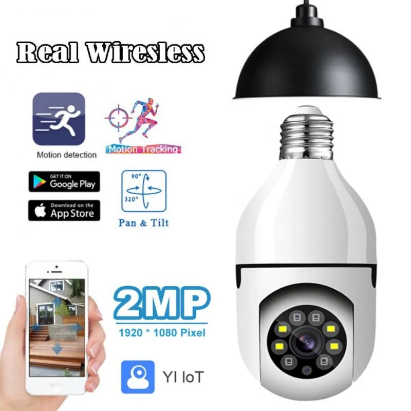 1080P Wireless PTZ WIFI Bulb IP Camera Security CCTV Outdoor Speed Dome Two-Way Audio P2P Motion Detection