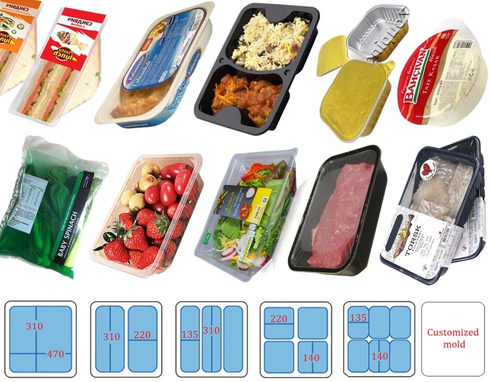 
CE standard WH280 modified atmosphere packaging tray sealing machine food fish map vacuum packing tray sealer with gas flushing 