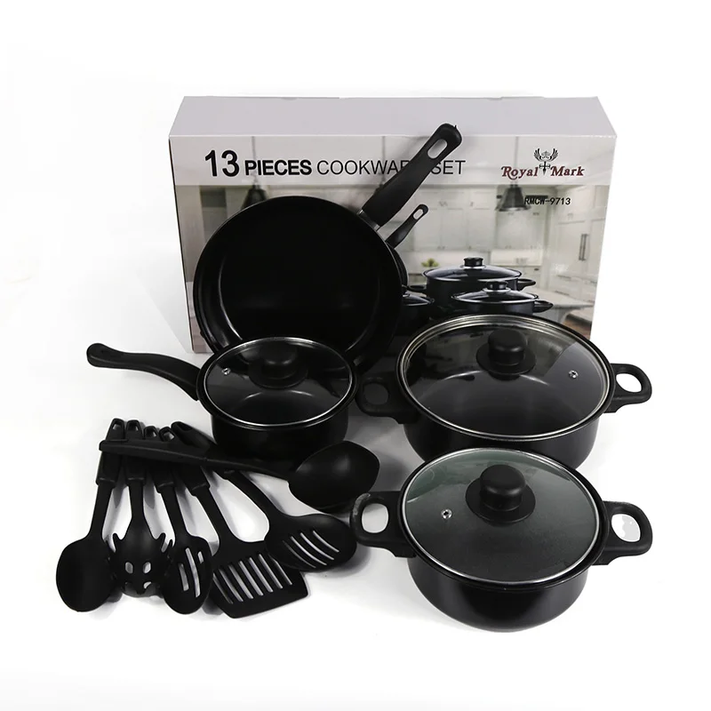 13Pcs Non-stick Coated Kitchen Cooking Tools Kitchenware Frying Pans Soup pot Frying Pan Cookware Sets
