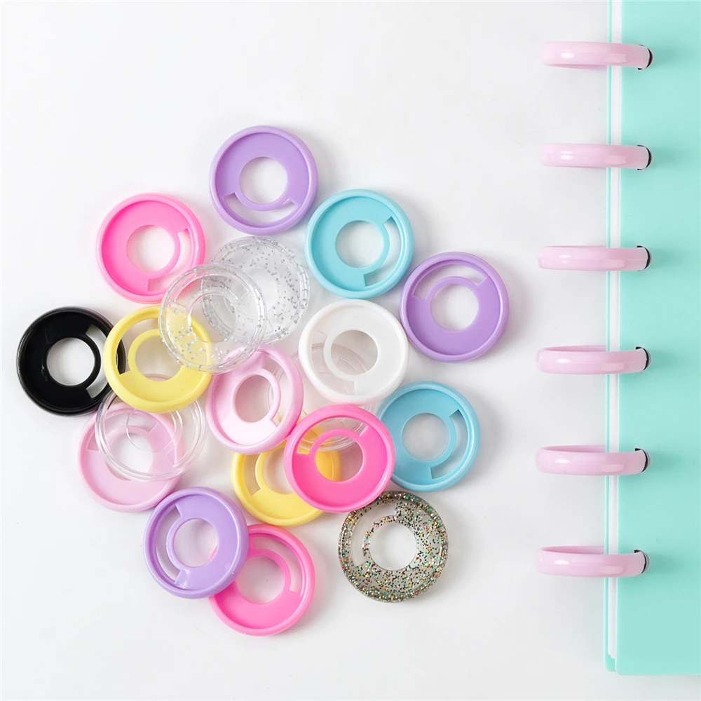 28mm Colorful Plastic Disc Rings for Discbound Notebooks Mushroom Holes New Pen Holder Design Binding Rings Discs Expansion Ring
