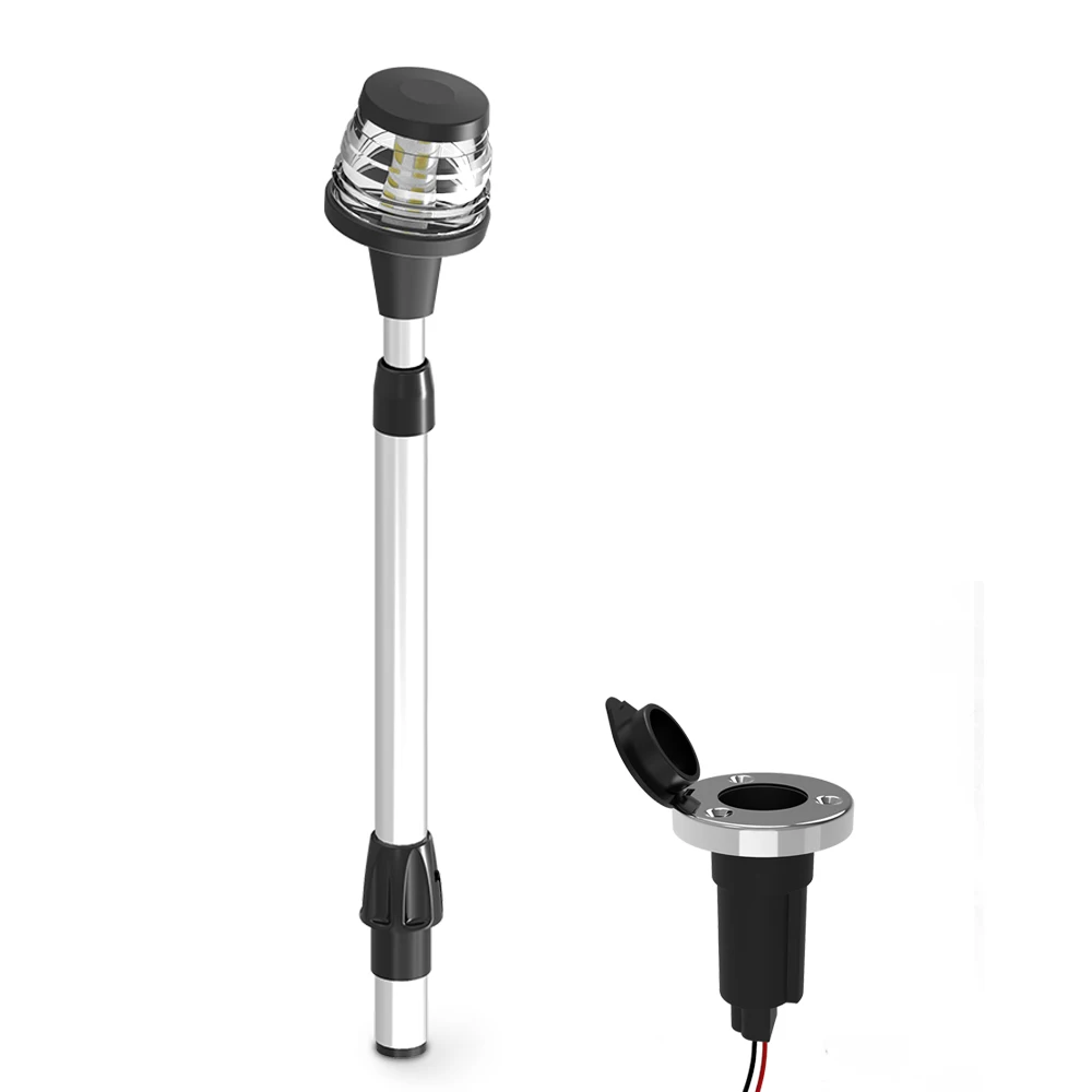 Telescopic Aluminum Pole LED Navigation Light White Visibility 2 Nautical Miles 360 All-Round Lamp Nautical Boat Accessories