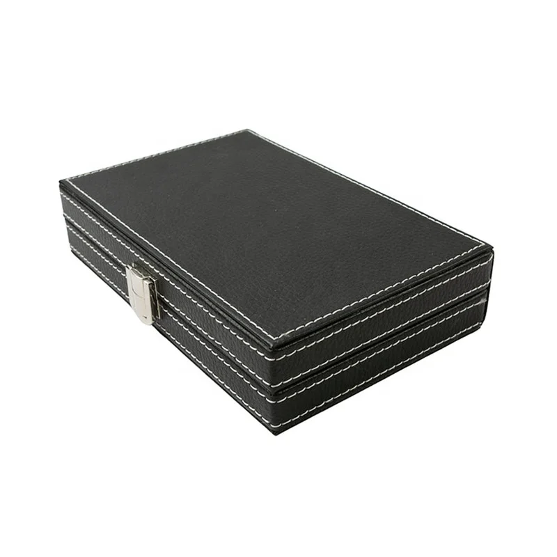 Luxury wooden pu leather two deck of playing cards poker