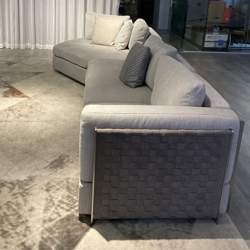 
Italian style light luxury minimalist curved special-shaped corner fabric leather down high-end living room sofa 