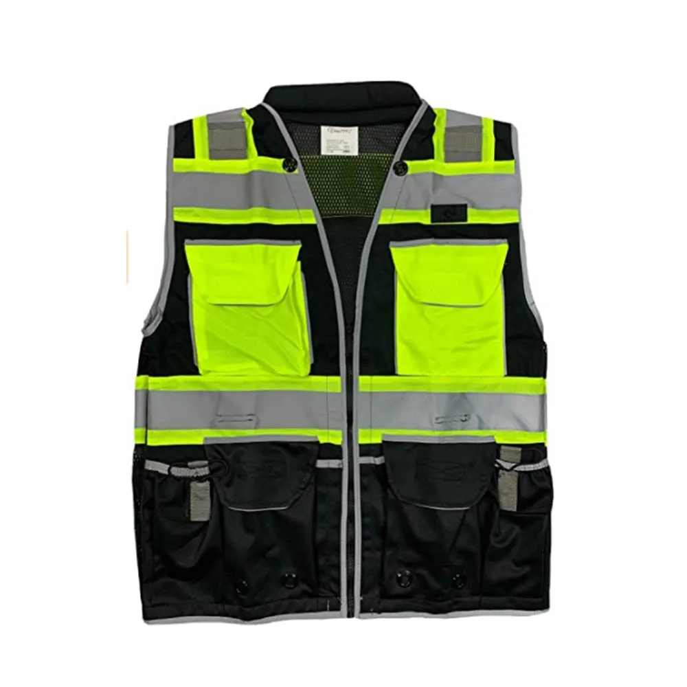 Class 2 Heavy Duty Utility Pockets Safety Vests Premium Black Series Safety Vest For Mens