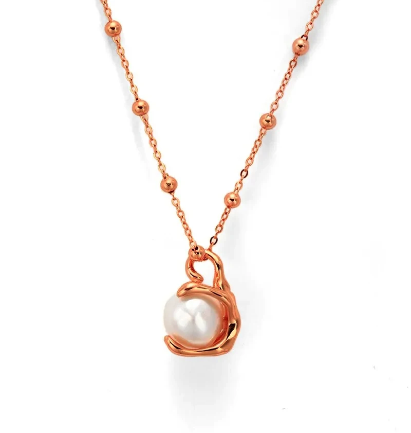 Milskye clean style fashion jewelry for women 2024 925 silver 14K gold baroque pearl pendant necklace