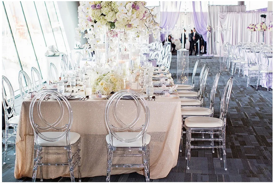 Outdoor Luxury Wedding Chair Hotel Event Banquet Crystal Plastic Wedding Acrylic Chair for Wholesale