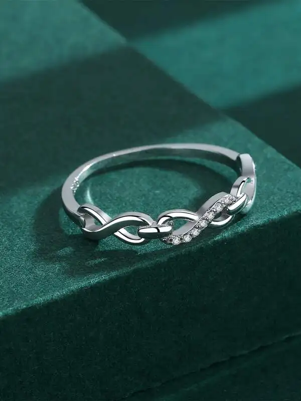 Cheap Minimalist Cute S925 Sterling Silver Ring, Unusual Geometric Design Finger & Pinky Ring For Women