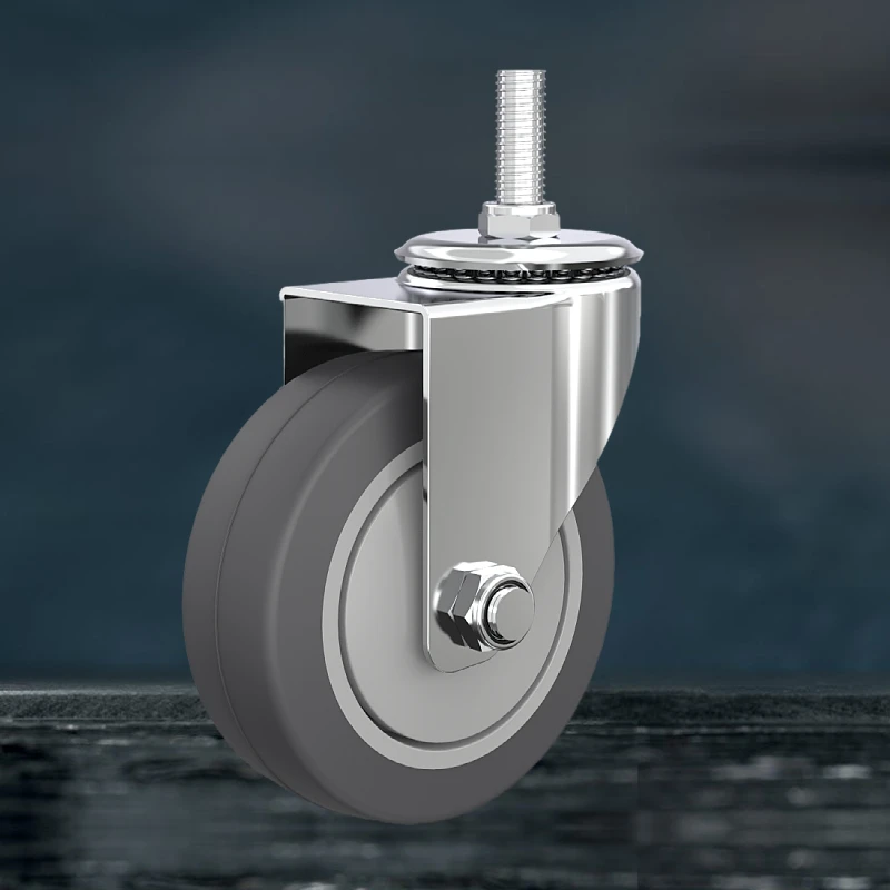 Ролики Weihang, 3-дюймовый резьбовой стержень, поворотный ролик из нержавеющей стали, 3 ролика из термопластичной резины