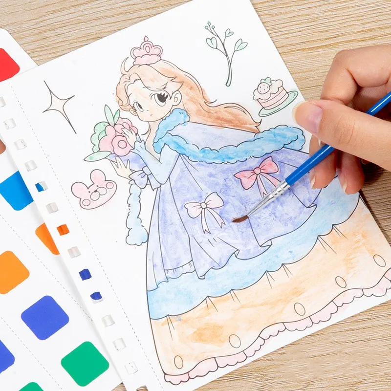 3 in 1 Drawing Book for Girls, Princess Dress-up Activity Book, Stickers, Poking, Puzzle Puncture Painting, Kids DIY Craft Kit