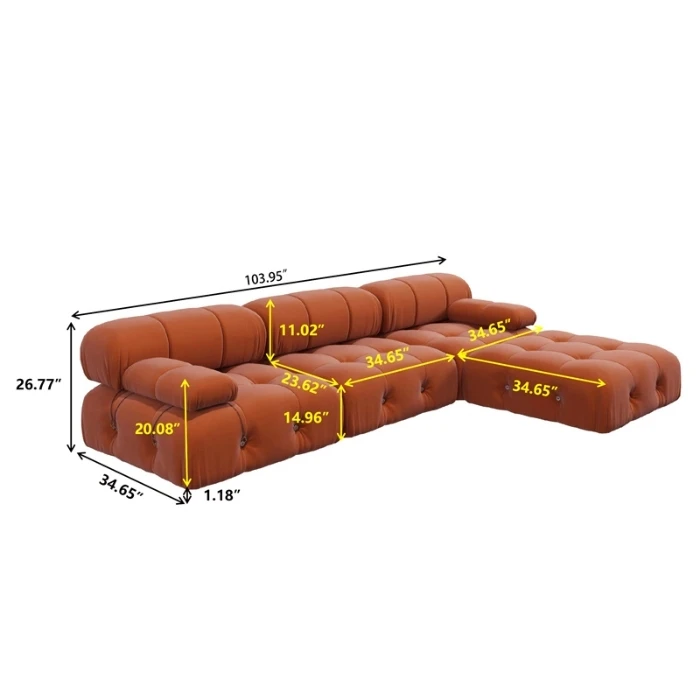 luxury furniture sofa fabric velour fabric living room sofas Modular Sofa Set
