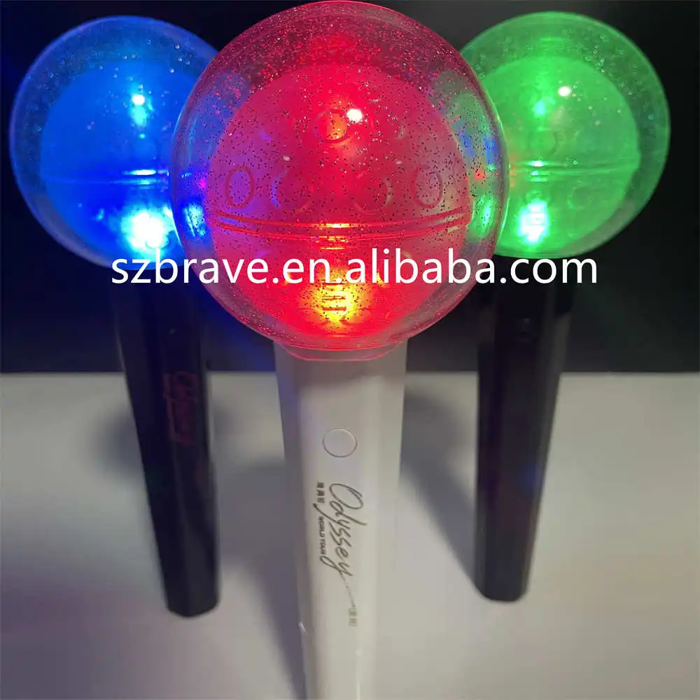 Free Design Wholesale Led Idol Concert Lightstick Color Changing Acrylic Ball Cheering Fans Custom Kpop Light Stick