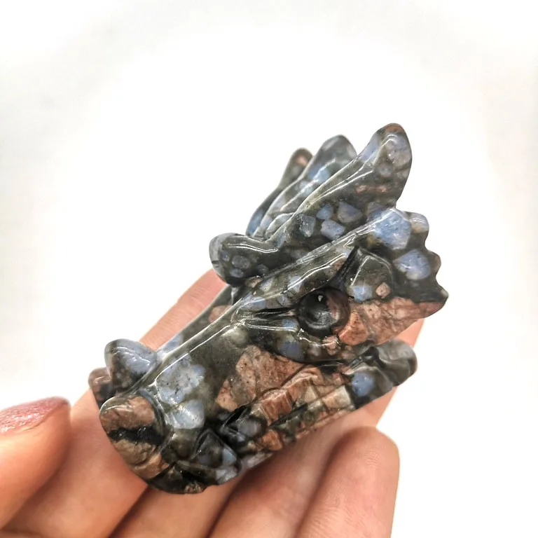 Mess Sale Natural Gemstone Crystal Carving Dragon Head White Crystal Crystal Craft