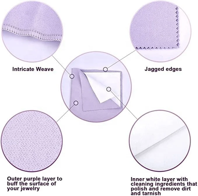 Bestpackaging 4 layer Microfiber jewelry Polishing cloth with  logo custom silver jewel cleaning cloth gold polishing cloth