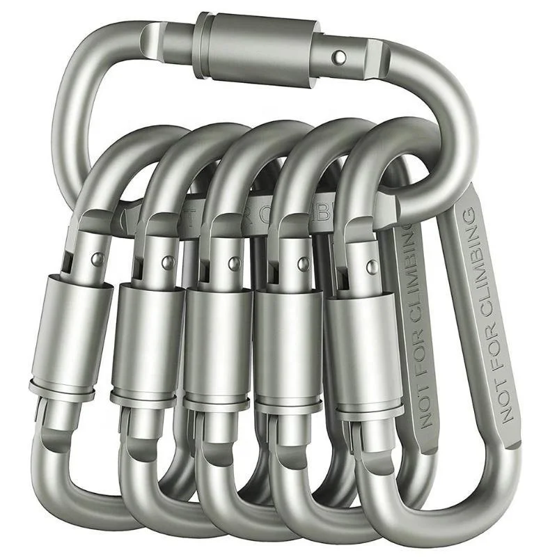 Premium High Quality Outdoor Aluminum D-Ring Locking Carabiners Lightweight Durable for Hiking Camping Keychains Backpack