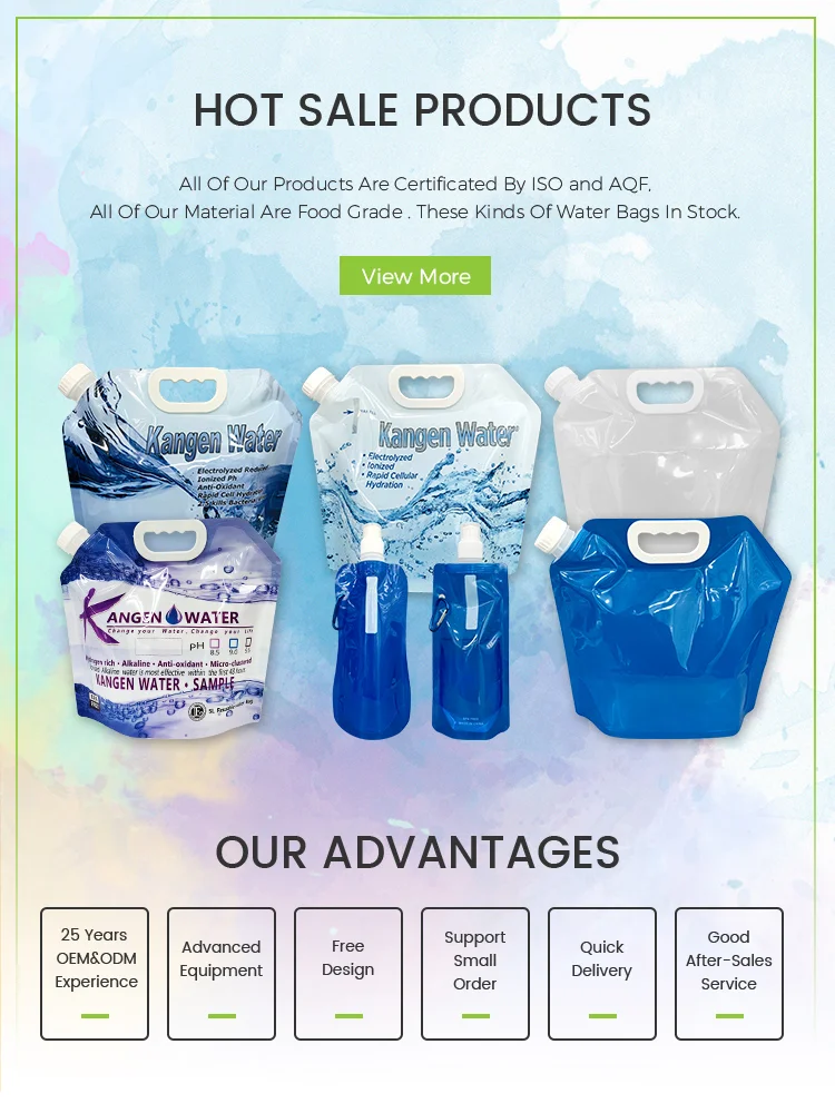 5l liter BPA free plastic reusable portable foldable drinking kangen water bag with custom logo