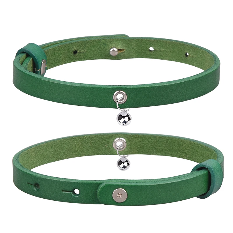 Customized cat collar camera breathable cow leather bell cat harness leather cat collar charms