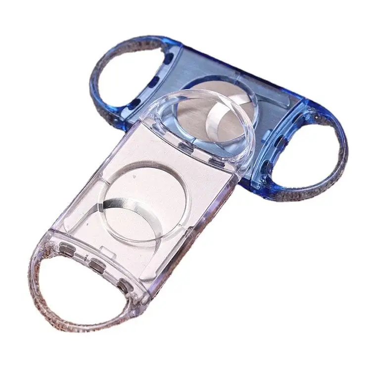 Wholesale New Design Professional Plastic Double Blade Cigar Cutter Smoking Tool Portable Plastic Shell Cigar Cutter