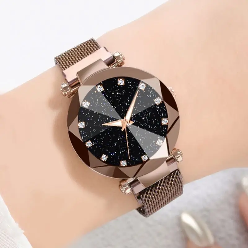 Wholesale Gift Starry Sky Women Watches Magnet Buckle Stylish Rose Gold Female Casual Quartz Wristwatch Lady Girls Watch