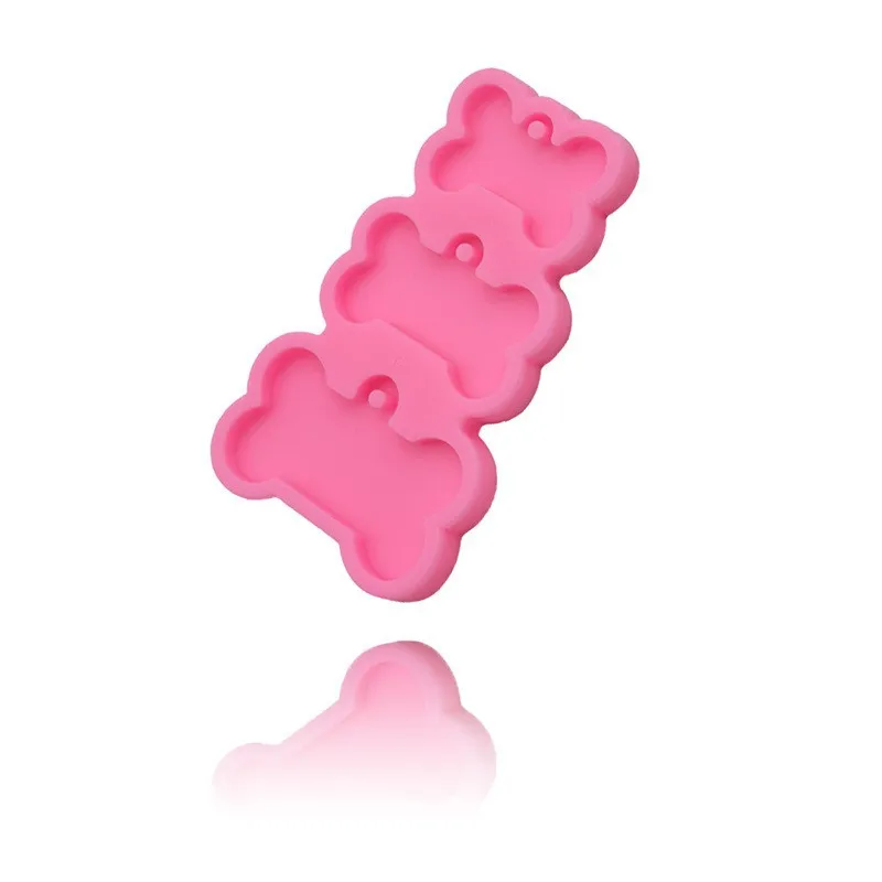 DIY Epoxy 3 Cavity Dog Bone Pendant Keychain Silicone Mold for Craft Resin