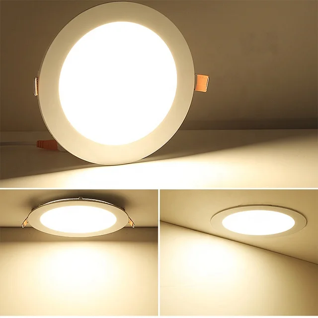 Custom Recessed LED Panel Downlight 6w 12w 18w 24w 30w DIP Switch Tri Color Round Square 4 Inch 6 Inch SMD LED Panel Light