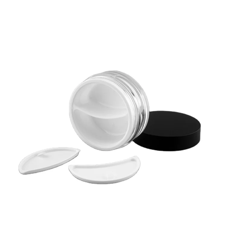 Leak-proof Dual-Chamber Pot 50ML+50ML Acrylic Jar for Day and Night Essence Moisturizer Facial Mask with Separate Lids