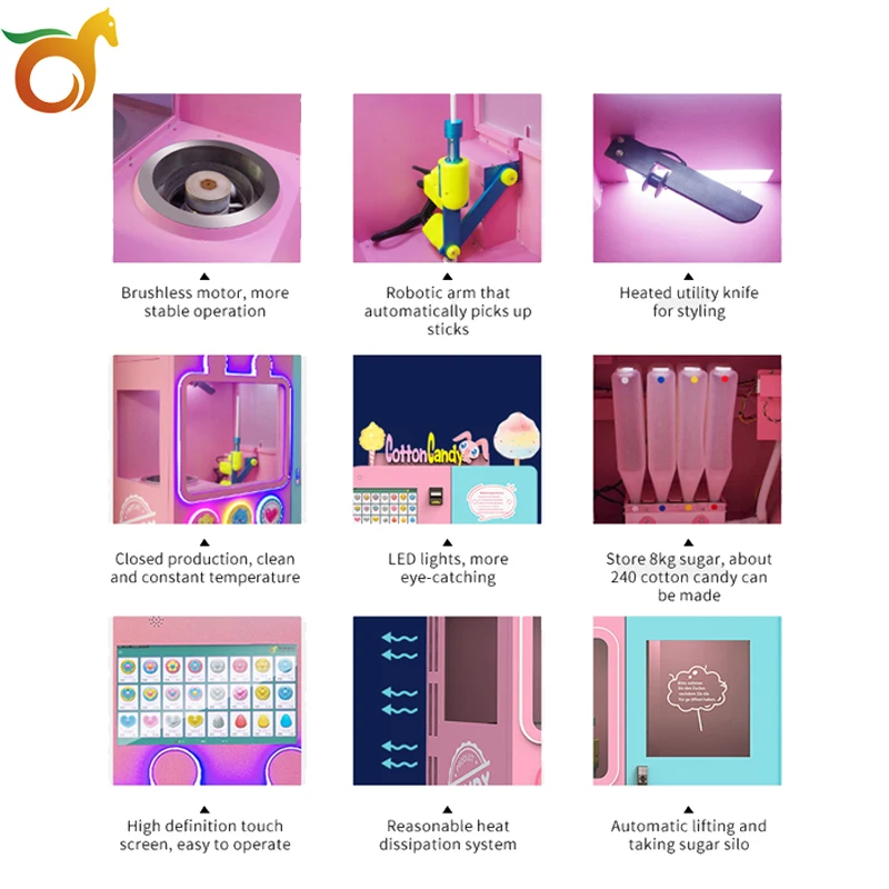 2024 Latest Fully Automatic Cotton Candy Vending Machine Professional Custom High Quality