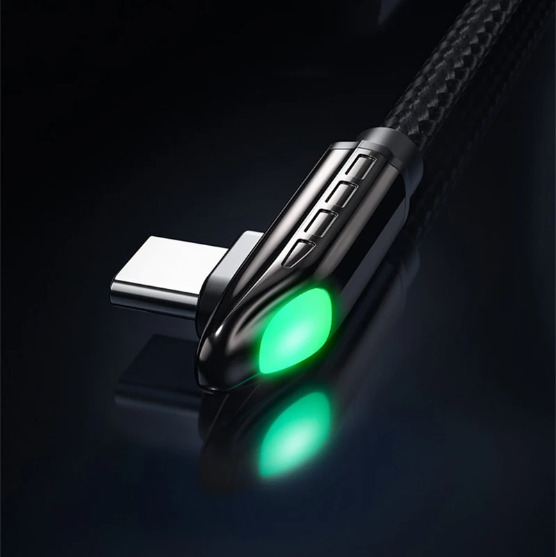 New Design Elbow data cable 6A 66W type-c super fast charging usb cable with LED indicator