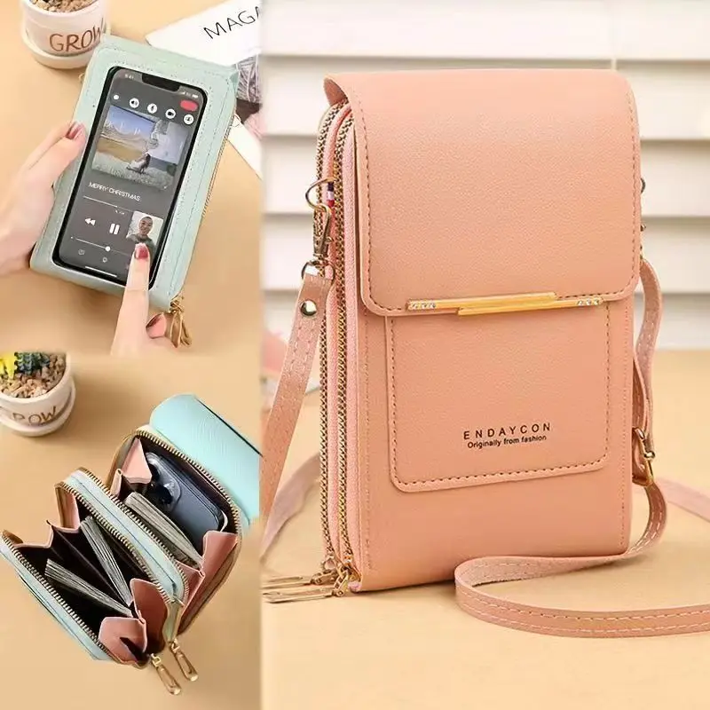 New arrival Touch Screen Cell Phone case purse Small Crossbody lady Handbags PU Leather Women Shoulder Purse Wallet for phones
