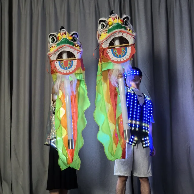 Chinese New Year Folk Art Dragon Dance Performance Silk Dragon Dance Props Traditional Dragon Costume with Lights