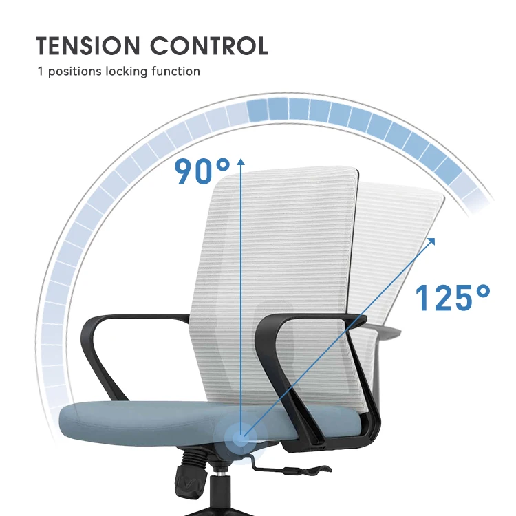 Ergonomic Design Fixed Armrest Black Frame Mid Back Commercial Office Furniture Staff Mesh Chairs For Conference Meeting Room